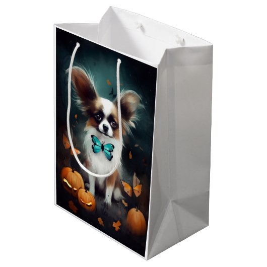 Halloween Papillon met pompoenen eng Medium Cadeauzakje (Achterkant Gekanteld)