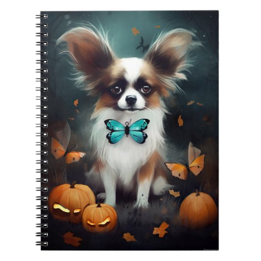 Halloween Papillon met pompoenen eng Notitieboek (Voorkant)