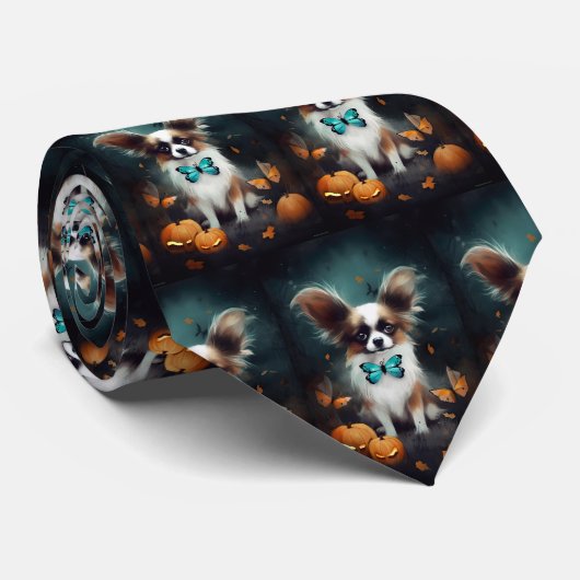 Halloween Papillon met pompoenen eng Stropdas (Opgerold)