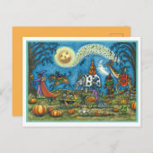 HALLOWEEN PARADE Witch Giraffe Beer Zebra Skellies Feestdagenkaart (Voorkant / Achterkant)