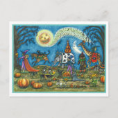 HALLOWEEN PARADE Witch Giraffe Beer Zebra Skellies Feestdagenkaart (Voorkant)