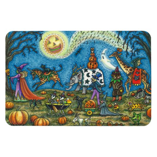 HALLOWEEN PARADE Witch Giraffe Beer Zebra Skellies Magneet (Horizontaal)
