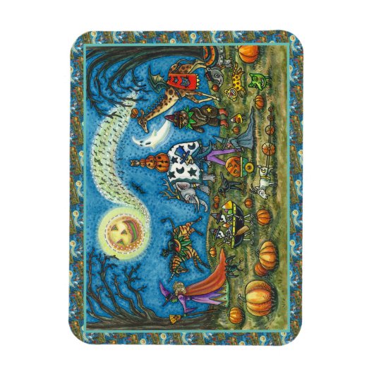 HALLOWEEN PARADE Witch Giraffe Beer Zebra Skellies Magneet (Verticaal)