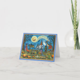 HALLOWEEN PARADE Witch Giraffe Zebra Skelly BLANK Feestdagen Kaart