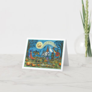 HALLOWEEN PARADE Witch Giraffe Zebra Skelly BLANK Feestdagen Kaart