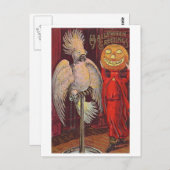 Halloween Parrot en Pumpkin Briefkaart (Voorkant / Achterkant)