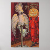 Halloween Parrot en Pumpkin Poster (Voorkant)