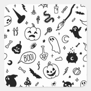 Halloween partij doodle patroon vierkante sticker