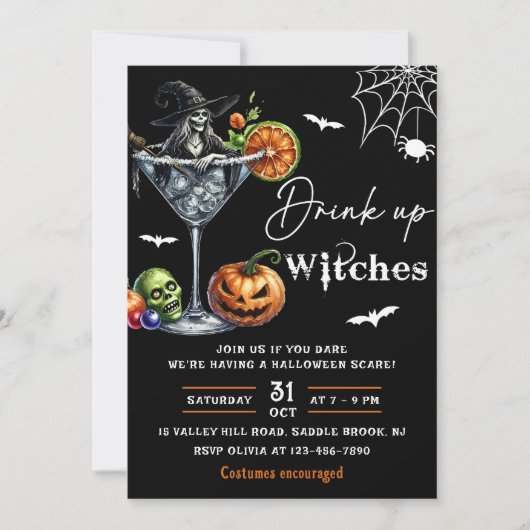 Halloween Partij Drinken Kaart (Voorkant)