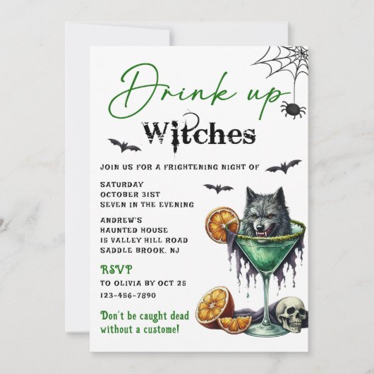 Halloween Partij Drinken Kaart (Voorkant)