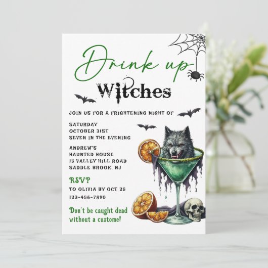 Halloween Partij Drinken Kaart (Staand voorkant)