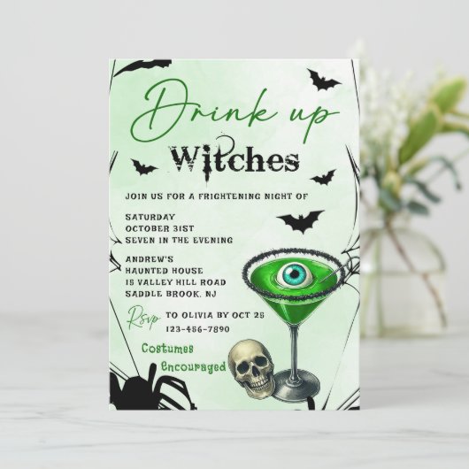 Halloween Partij Drinken Kaart (Staand voorkant)