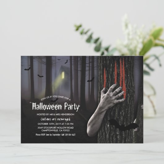 Halloween Partij in Hauned House Spooky Kaart (Staand voorkant)