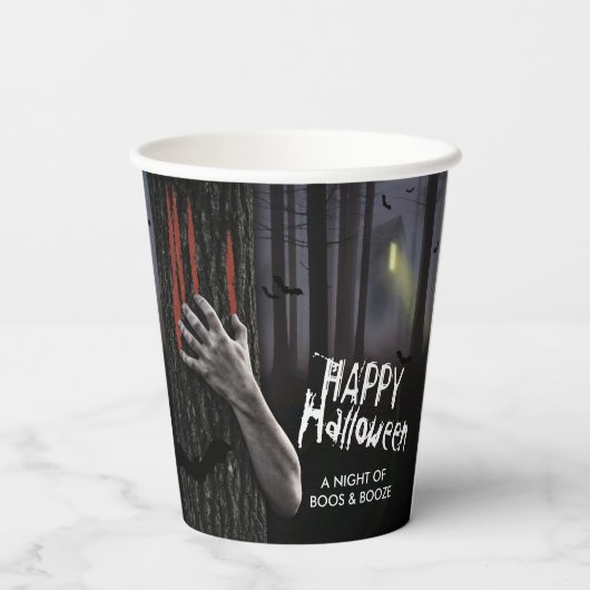 Halloween Partij in Hauned House Spooky Papieren Bekers (Achterkant)