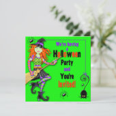 HALLOWEEN PARTIJ INVITE - KINDER - WITCHES/SPIDERS KAART (Staand voorkant)