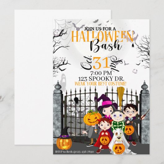 HALLOWEEN PARTIJ, KINDER HALLOWEEN, COSTUME PARTIJ (Voorkant / Achterkant)