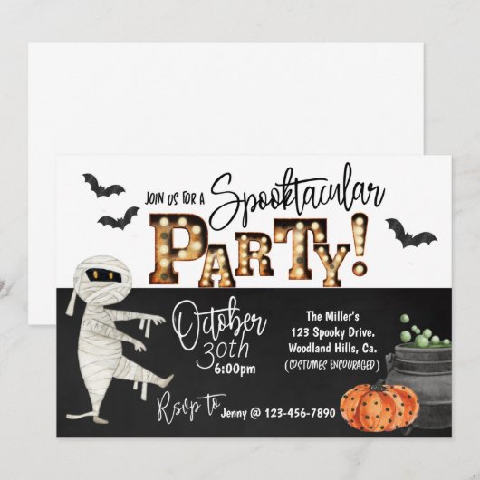 HALLOWEEN PARTIJ, KOSTPARTIJ, SPOOKY (Voorkant / Achterkant)