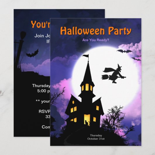 Halloween Partij tegen de sluier Kaart (Voorkant / Achterkant)