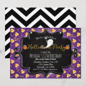 HALLOWEEN PARTITY Candy Corn Ghost Invitation Kaart (Voorkant / Achterkant)
