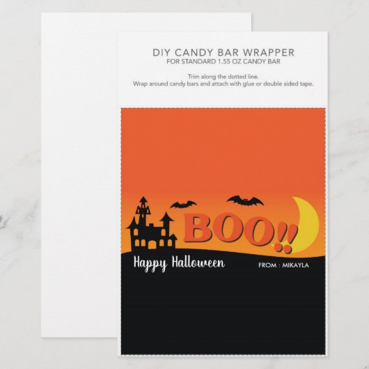 Halloween Party 1.55 oz Snoep Bar Wrapper (Voorkant / Achterkant)