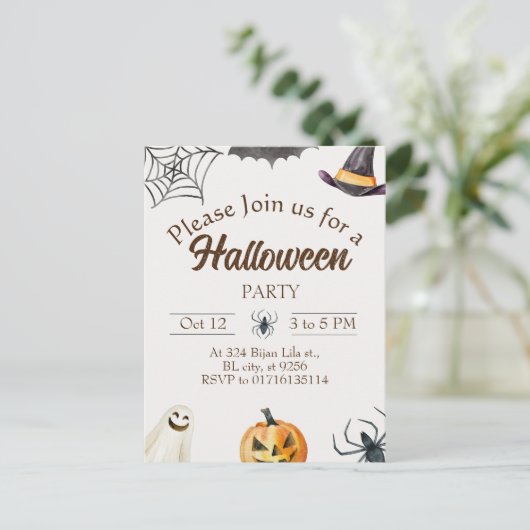 Halloween Party Aankondiging Briefkaart (Staand voorkant)