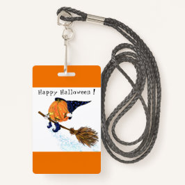 Halloween Party Badge Witch Pumpkin Flying Broom