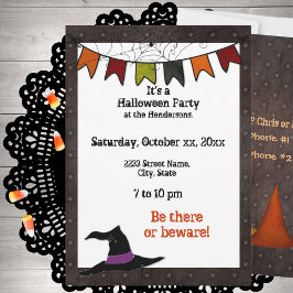 Halloween Party Banner Invitation Black Grunge Kaart