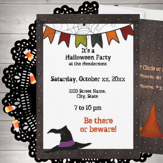 Halloween Party Banner Invitation Black Grunge Kaart
