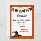 Halloween Party Banner Invitation Sinaasappel Kaart (Voorkant)