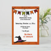 Halloween Party Banner Invitation Sinaasappel Kaart (Staand voorkant)