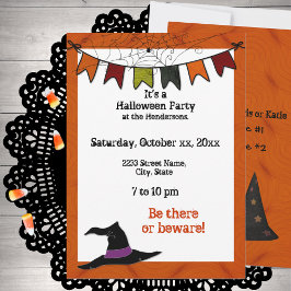 Halloween Party Banner Invitation Sinaasappel Kaart