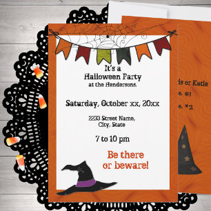 Halloween Party Banner Invitation Sinaasappel Kaart