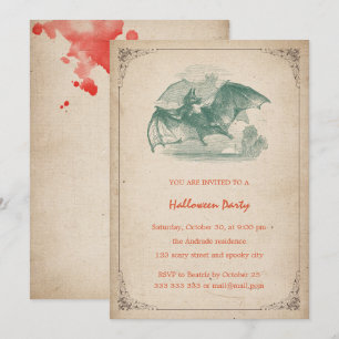 Halloween Party Bat Blood Splatter Eenvoudig Kaart