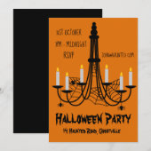 Halloween party bat chandelier zwart-oranje kaart (Voorkant / Achterkant)