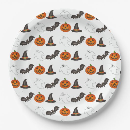Halloween Party Bat Pumpkin Witch Ghost Papieren Bordje (Voorkant)