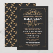 Halloween Party Bat Skull Zwart Gotisch Lijst Kaart (Voorkant / Achterkant)