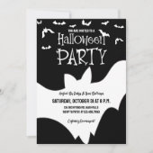 Halloween Party Bat Zwart-wit Spooky Kostuum Kaart (Voorkant)