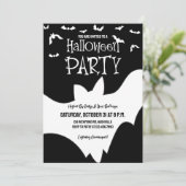 Halloween Party Bat Zwart-wit Spooky Kostuum Kaart (Staand voorkant)