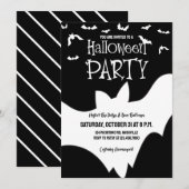 Halloween Party Bat Zwart-wit Spooky Kostuum Kaart (Voorkant / Achterkant)