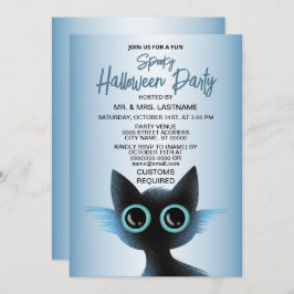 Halloween Party Big Eyes Zwart Blauw Kwaad Kat Kaart