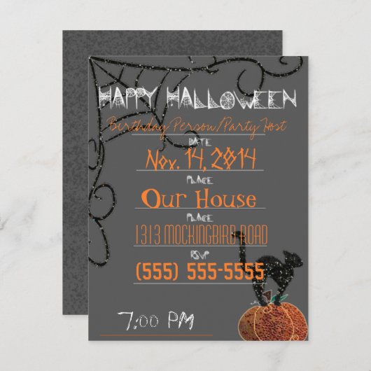 Halloween Party/Birthday Kaart (Voorkant / Achterkant)