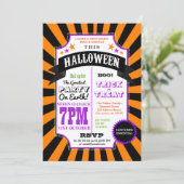 Halloween Party Black and Oranje Carnival nodig Kaart (Staand voorkant)