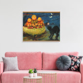 Halloween Party Black Cat Canvas Afdruk (Insitu (Woonkamer))