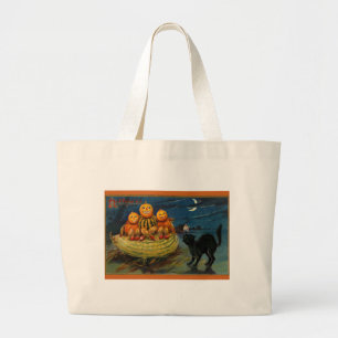 Halloween Party Black Cat Grote Tote Bag