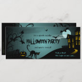 Halloween Party Black Cat Haunted House Blue Kaart (Voorkant / Achterkant)