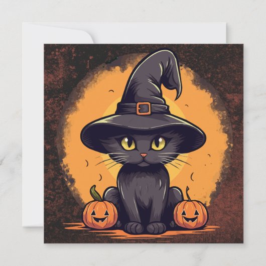 Halloween Party Black Cat Kaart (Achterkant)