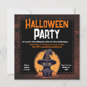 Halloween Party Black Cat Kaart (Voorkant)