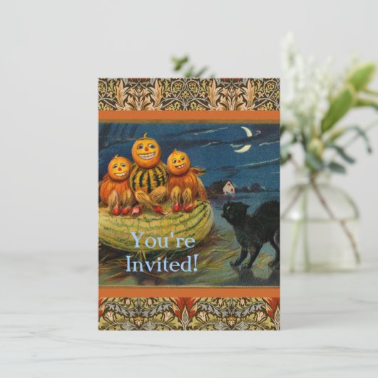  Halloween Party Black Cat Kaart (Staand voorkant)