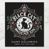 Halloween Party Black Cat Magic Potion Wijnlabel Wijn Etiket (Enkel label)