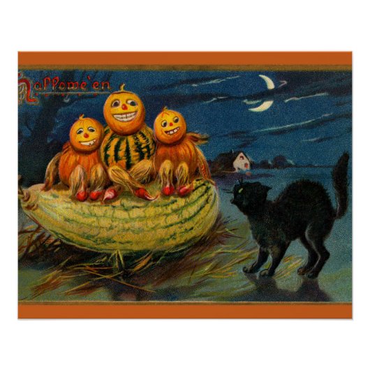 Halloween Party Black Cat Perfect Poster (Voorkant)